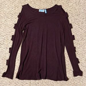 Survival plum purple open arm detail long sleeve shirt women’s size small